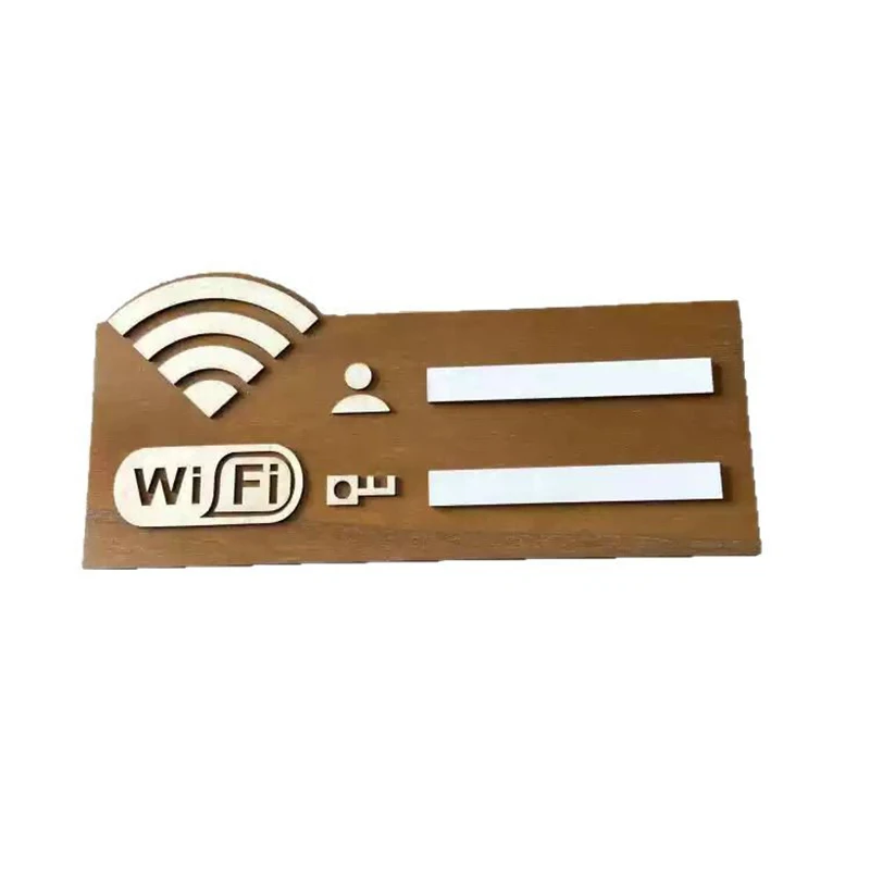 ملصقات حائط خشبية بعلامة WIFI مع قلم تحديد قابل لإعادة الكتابة اليدوية وكلمة مرور قابلة لإعادة الاستخدام لافتات التسوق العامة
