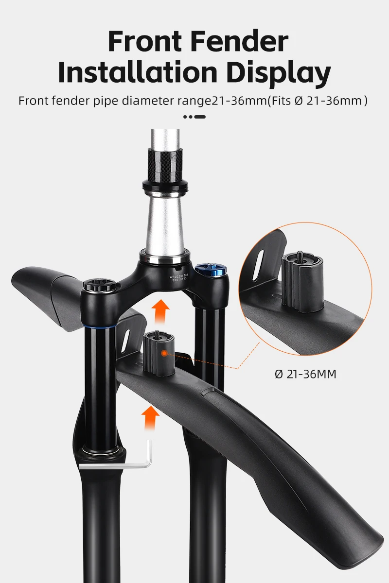 WEST BIKING Fahrrad-Schutzblech-Set ohne Bohren für 26, 27,5, 29 Zoll MTB, verbreiterte Schutzbleche, wasserdicht, langlebiges Fahrradzubehör – Detail 10