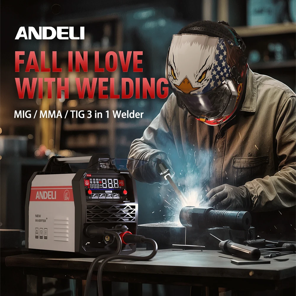 ANDELI 110V/220V MIG Welder 135A  PULSE Flux Core Lift TIG Stick 4-in-1