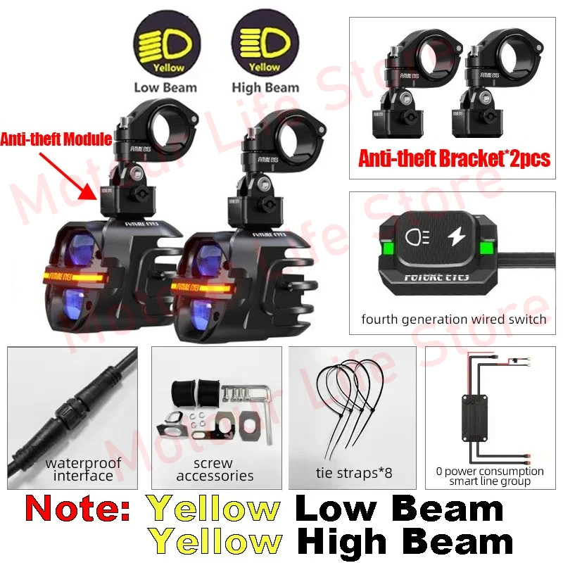 TOEKOMSTIGE OGEN X80 LED Spotlight Motorfiets Extra Spotlight Hoorn Flash Led Lamp Bedrade Backlight Schakelaar Door Running Lights