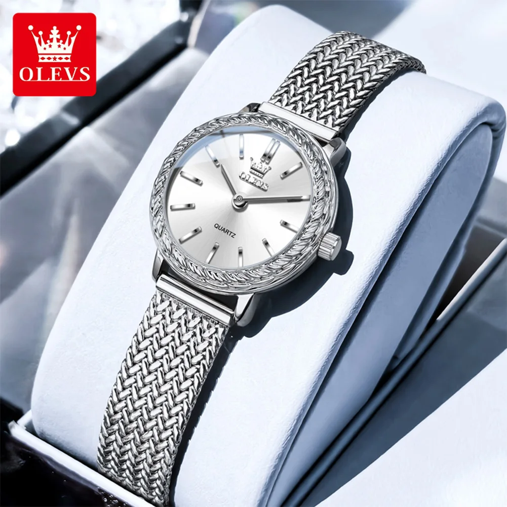 OLEVS 5643 Modische Original Damen-Kleideruhr mit Mesh-Armband, Wasserdicht, Schlichte Elegante Quarz-Armbanduhr für Damen