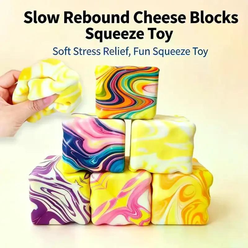 Sensory Rebound Simulated Cheese Stress Toy Stretchable Soft Random Color for Kids Adults Leisure Fidget Play Toy