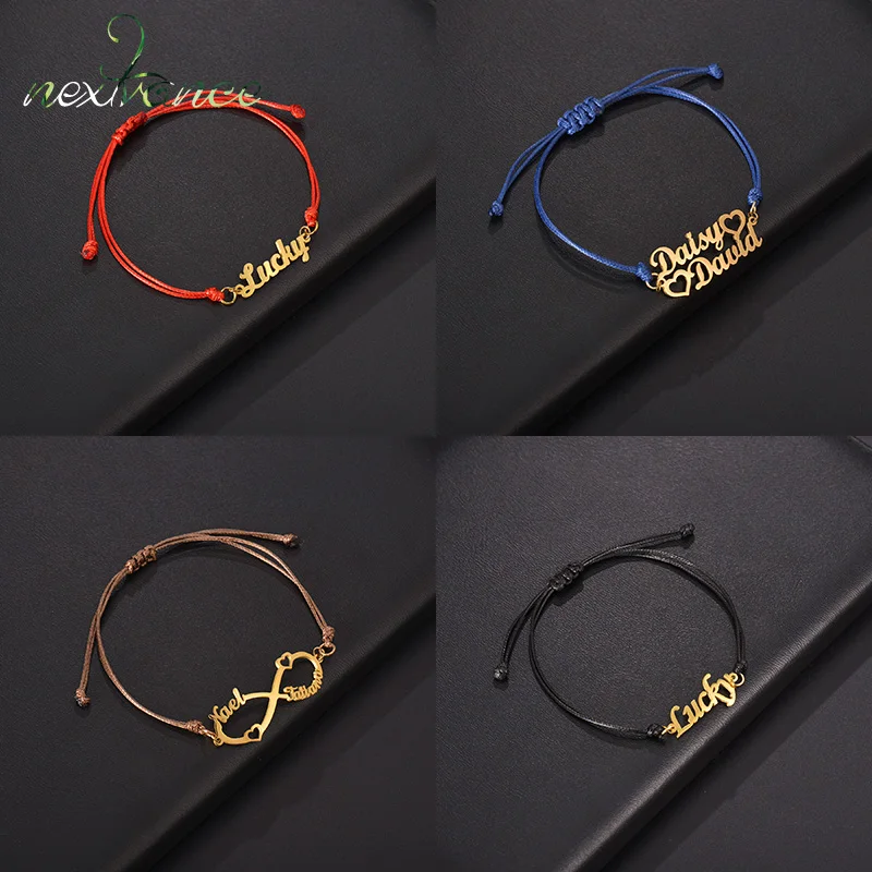 

Nextvance Custom Name Stainless Steel Personalized Bracelets Colorful Leather Rope Various Styles of Bracelet Women Gift Jewelry