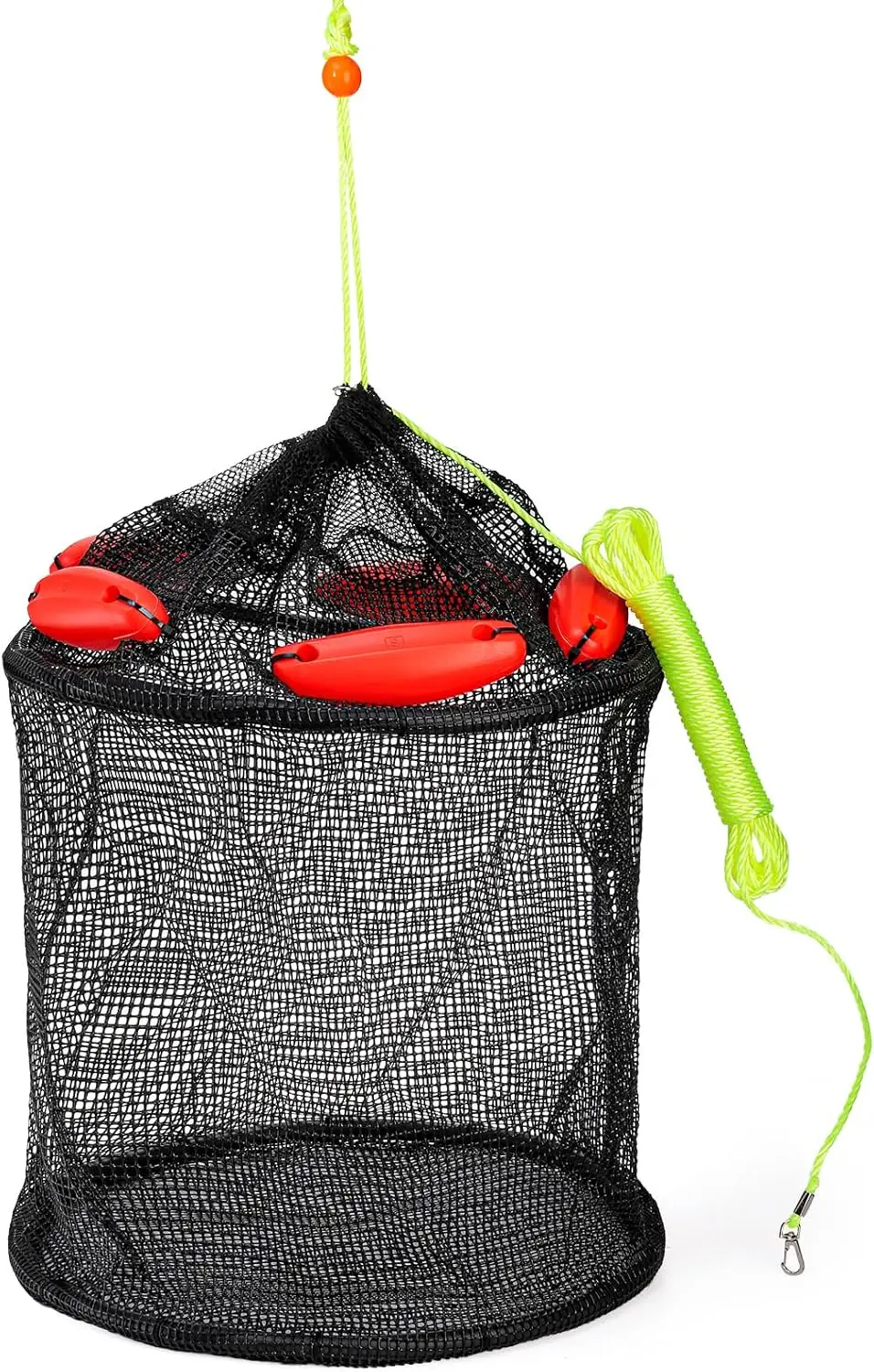 16×16 inch Fishing Bait Trap,  Collapsible Floating Fish Basket, Rubber Coated Net Fishing Bucket for Shrimp, Minnows