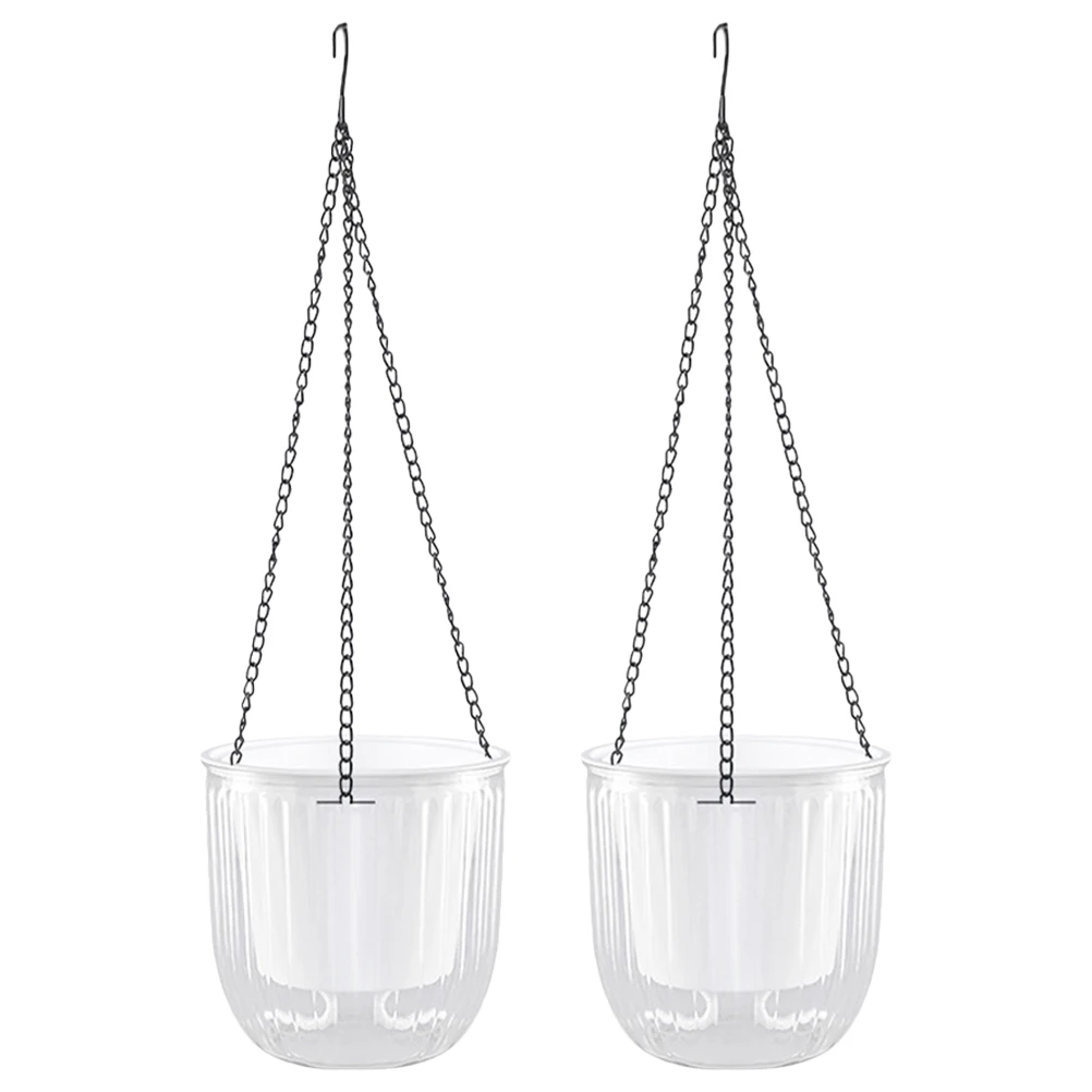 

2Pcs Resin Hanging Planter Self Watering Indoor Outdoor Double Layers Drainage Holes Air Flow for Plants Hanging Planter Indoors