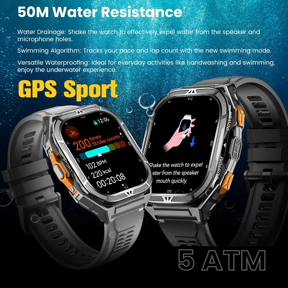 

Hard-core GPS Sport Smartwatches Amoled Square Screen GloryFitPro APP 5atm Waterproof Exercise Records TX5 Smart Watch