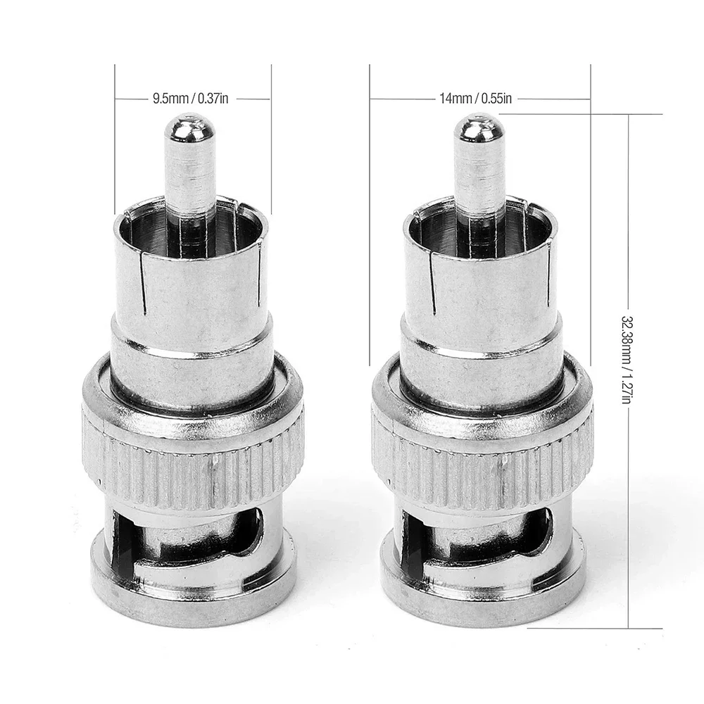 10PCS/lot BNC Male revolution RCA male Connectors Coaxial Cable Adapters security system