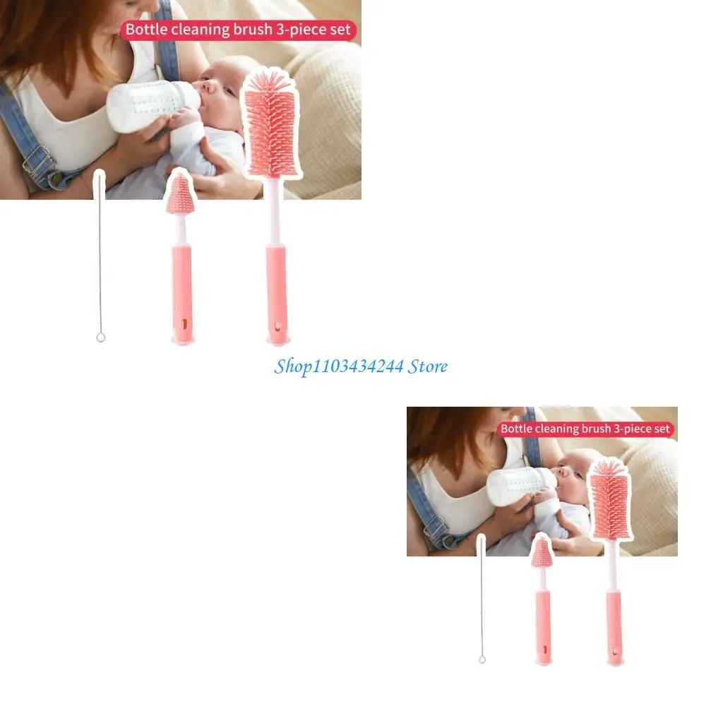 

Набор для чистки детских бутылочек, 3 шт., силиконовые щетки, удлиненная ручка, съемные соломинки, очистители сосков для для