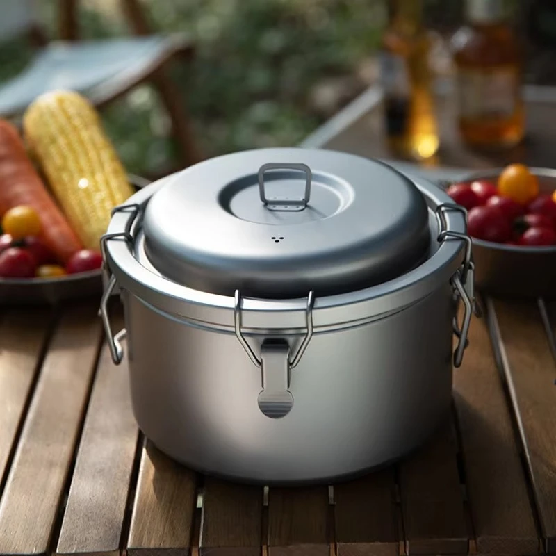 

Titanium Camping Pot 3.2L Ultra-light Rice Cooker Outdoor Cooker Set Multi-functional Cooker