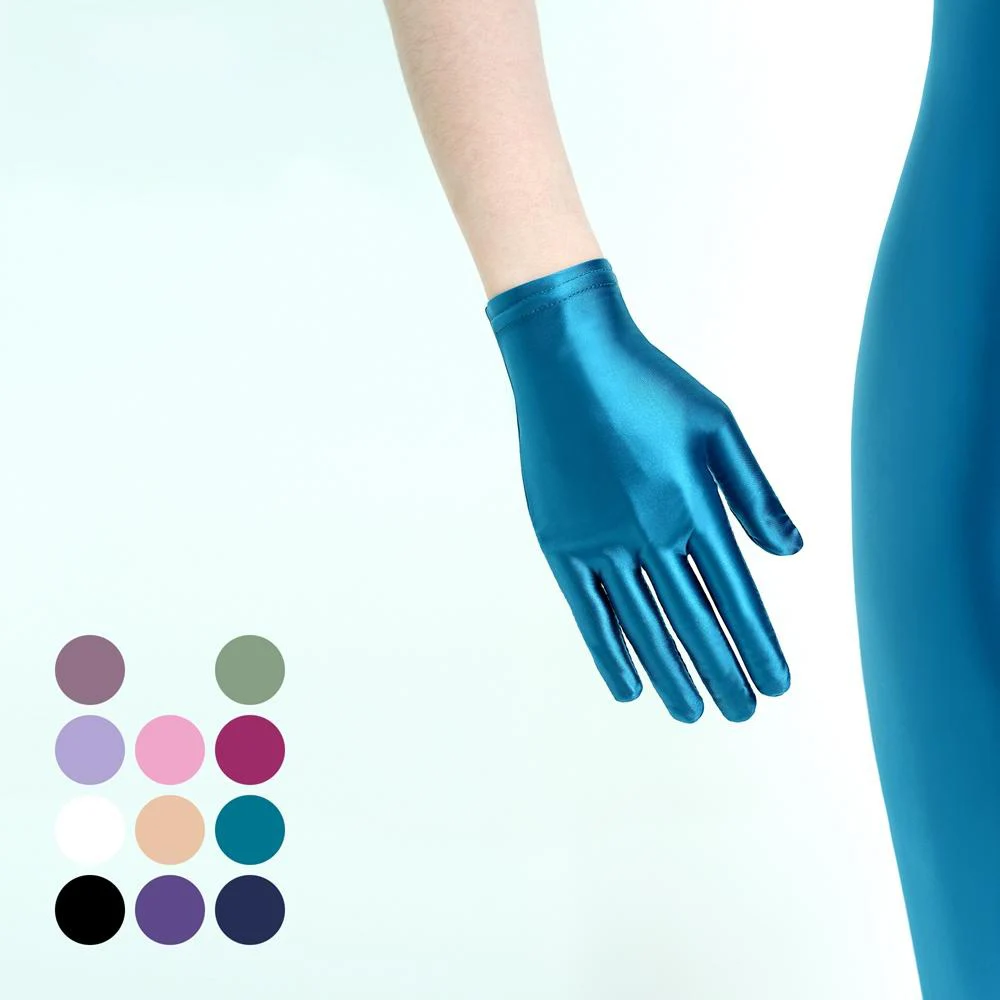 Guantes elásticos brillantes sin dedos para mujer, guantes cortos sexis brillantes para Cosplay, vestido de juego de rol, exhibición de joyería