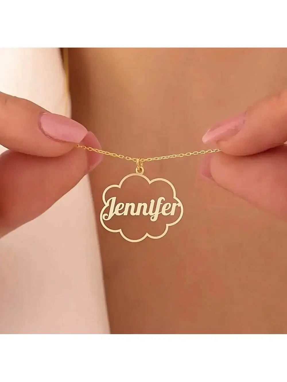 1 Piece Personalized Cloud Pendant Necklace, Custom Name, Women's Daily & Special Occasion Jewelry Gift, Valentine's Day