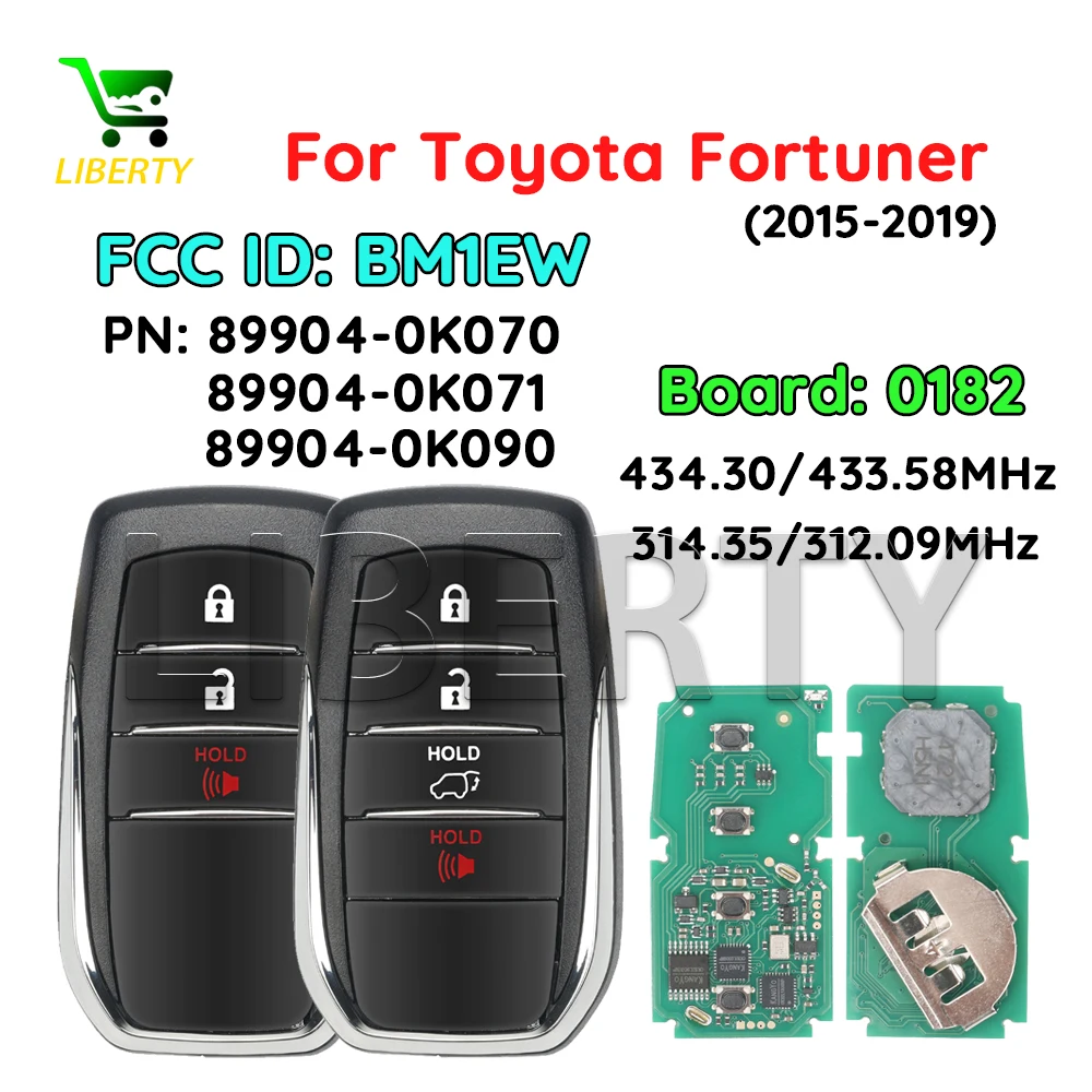 

Смарт-ключ-пульт Liberty 0182 0010 8ACHIP P4:39 434.30-433.58MHZ 314.35-312.09MHZ FCC BM1ET для Toyota HILUX INNOVA FORTUNER SW4