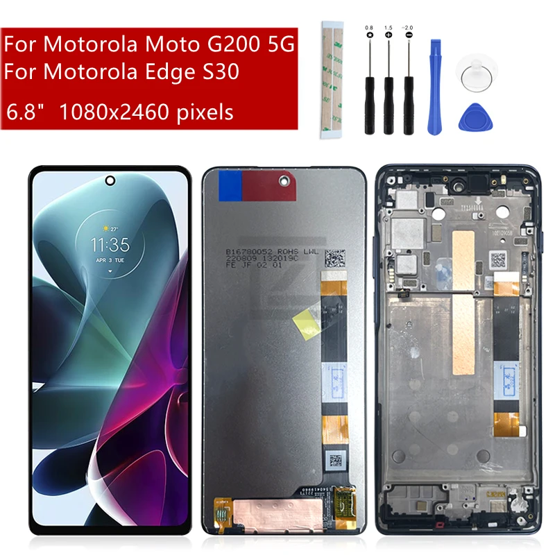 For Motorola S30 LCD Display Touch Screen Digitizer Assembly For Moto G200 5g Display With Frame Replacement Free Tools