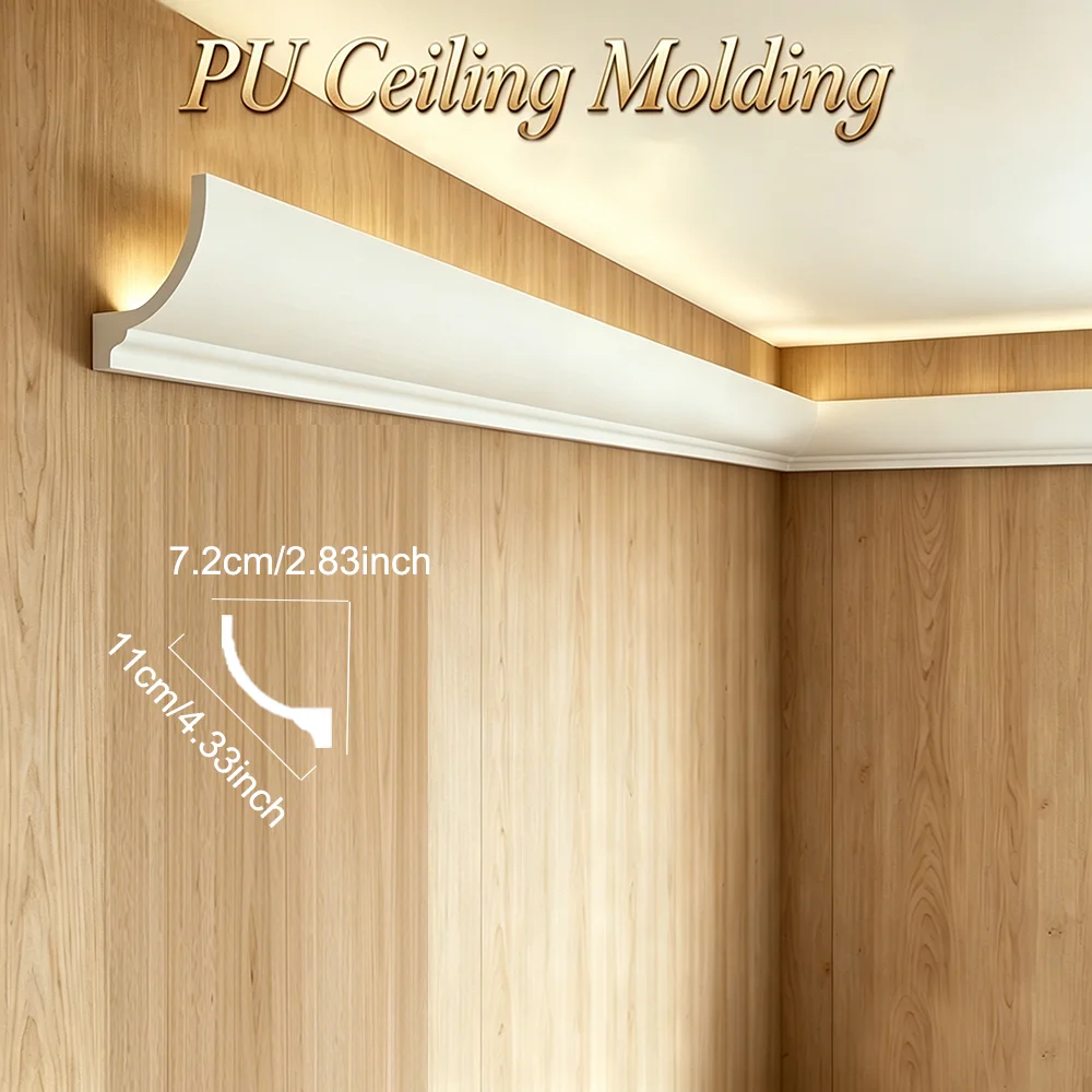 12 Pcs Lightweight PU cove molding for concealed light strips, faux gypsum ceiling cornice trim, polyurethane indoor decorative