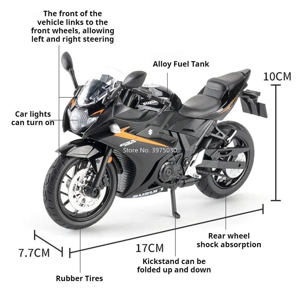 1:12 aleación Suzuki GSX250R GSX1000R motocicleta modelo coche de juguete con rueda ligera absorción de impacto vehículo en miniatura juguetes interactivos