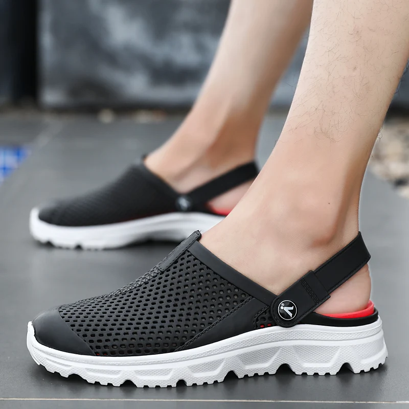 

Мужские летние модные уличные нескользящие водонепроницаемые сандалии двойного назначения с носком, пляжные тапочки-стринги