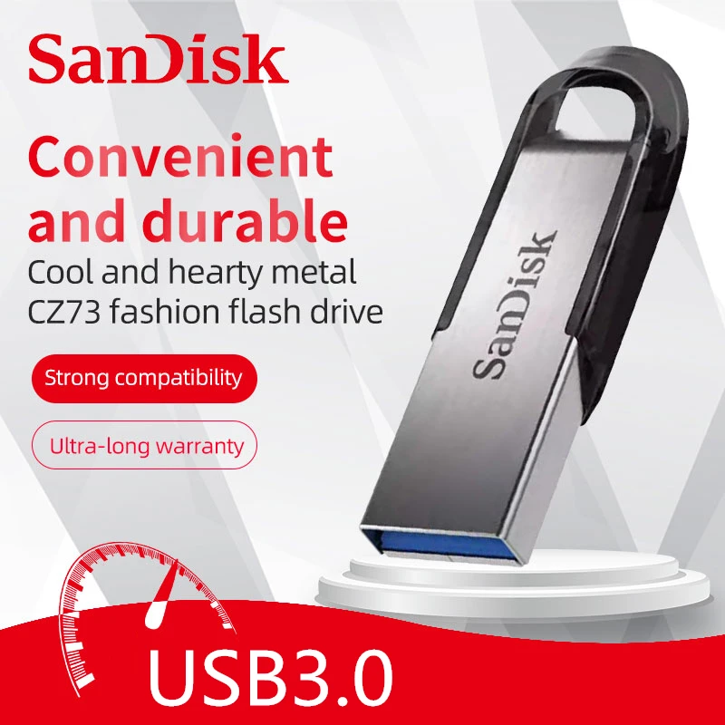 SanDisk Original Flash Disk USB Flash Drive USB 3.0 Metal Encryption Pen Drive 16GB 32GB 64GB 128GB 256GB Memory Stick Storage