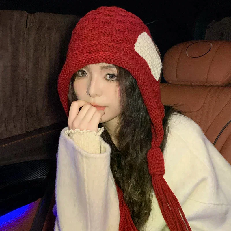 Autumn And Winter Warm Handmade Braid Knitted Hat Trend New Fashion Patch Tassel Wool Hat