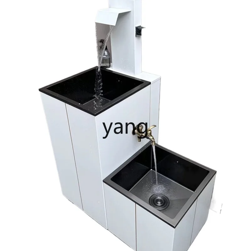 CX Outdoor White Wash Basin Outdoor Villa Inter-Platform Basin Balcony Pedestal Basin Stainless Steel Antifreeze