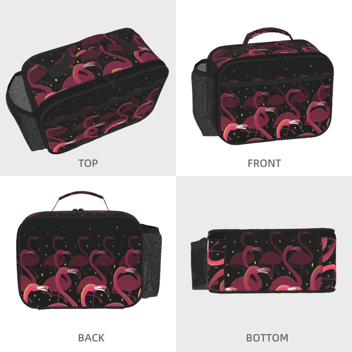 Flamingo Cactus Tropical Ruber Insulated Lunch Bag for Women Office Cooler Thermal Food Box Tote Portable Lunch Boxes Container