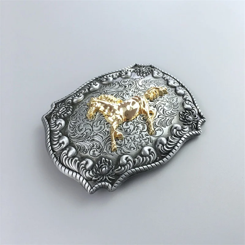 Western Cowboy Rodeo Horse Double Color Belt Buckle also Stock in US BUCKLE-WT129 Free Shipping