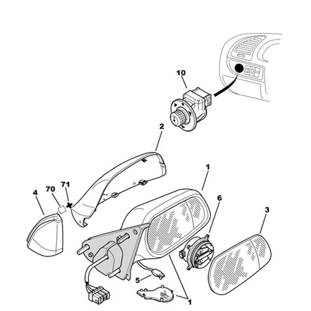 دائم-1 قطعة عكس مرآة تعديل الاتجاه التبديل 655424 الملحقات مكون لسيتروين كسارا بيكاسونا