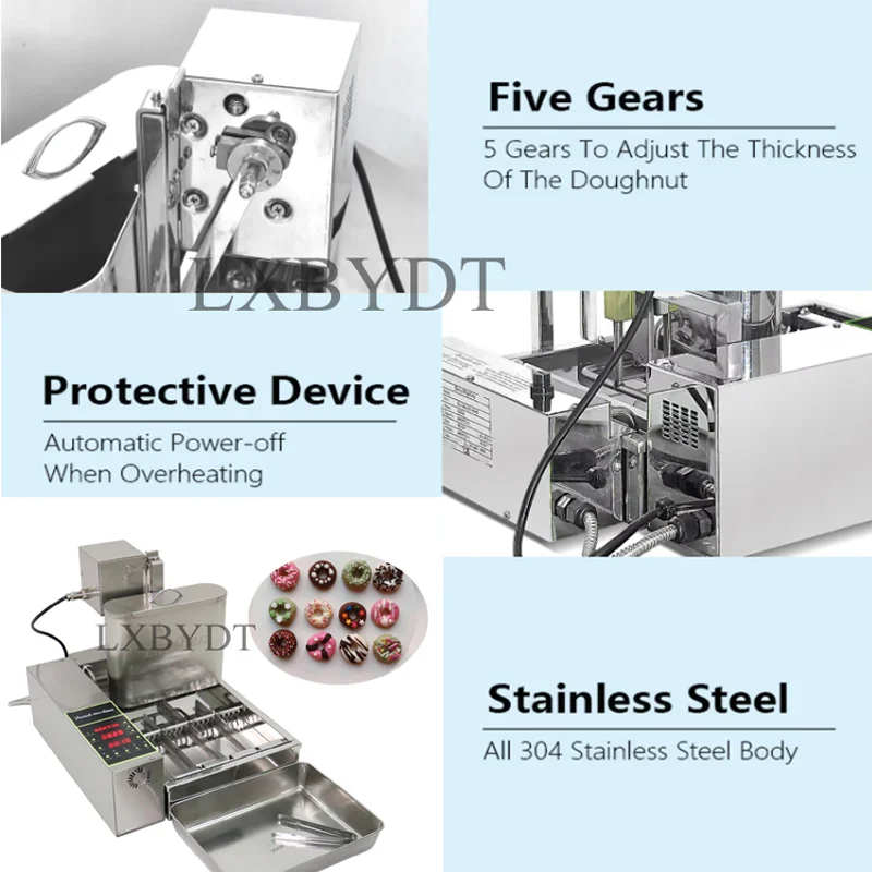 Direct Sales Commercial Donut Machine Fully Automatic Fryer Four-Row Stainless Steel Donut Equipment