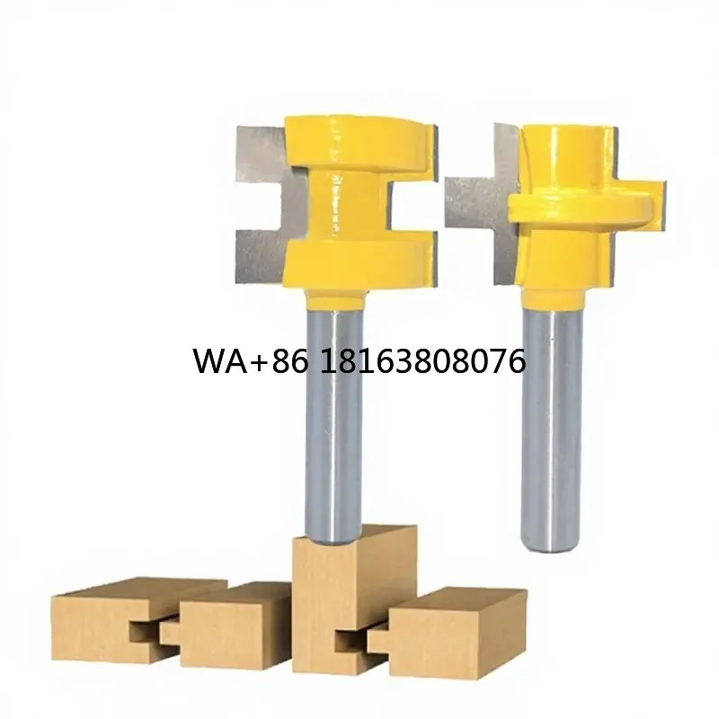 2-Piece T-Slot Cutter Set, T-Type Glue Joint Router Bit, Solid Carbide Woodworking Milling Cutter for Panel Joining