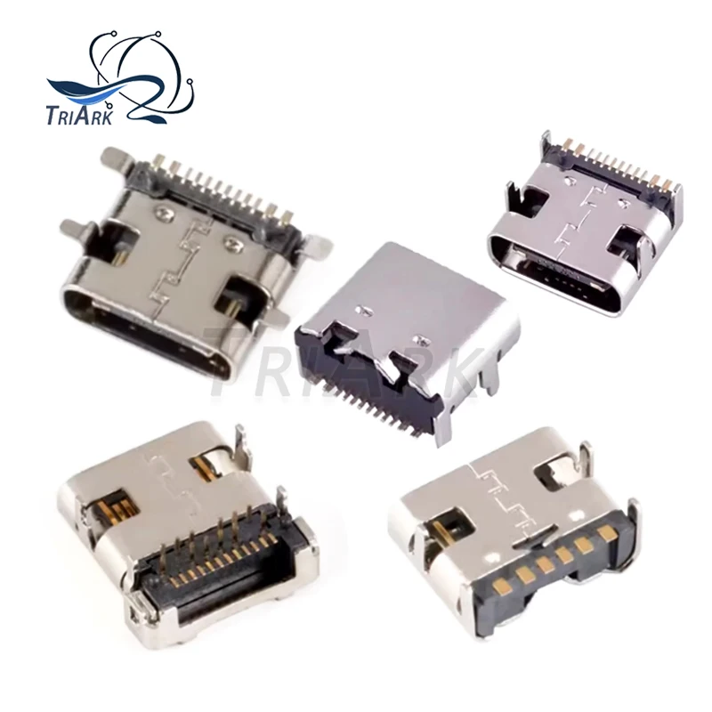 

10PCS female seat SMD USB-3.1 socket Type-C female socket 16P high-definition transmission interface 4 fixed pins bidirectional