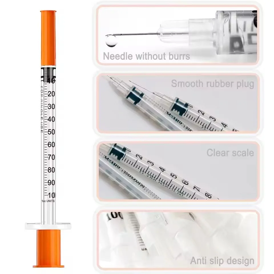 0.3ml/0.5ml/1ml/1ML-U Disposable Sterile Insulin Syringe with Needle, Single Use for Beauty & Insulin Injection