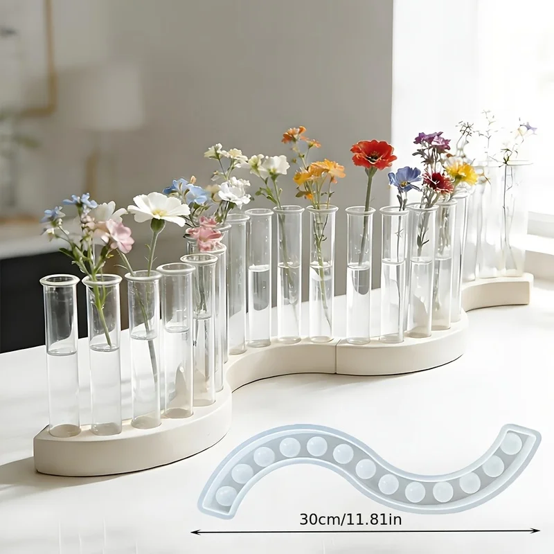 2Pcs S Shape Test Tube Hydroponic Vase Silicone Mold Spring Flower Stand Epoxy Resin DIY Ring Vase Living Room Table Floral Home