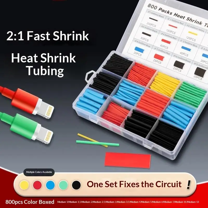 Heat Shrink Tubing Kit Eco-Friendly Thermoresistant Insulation Sleeve for Electric Wire Cable Repair & DIY Projects