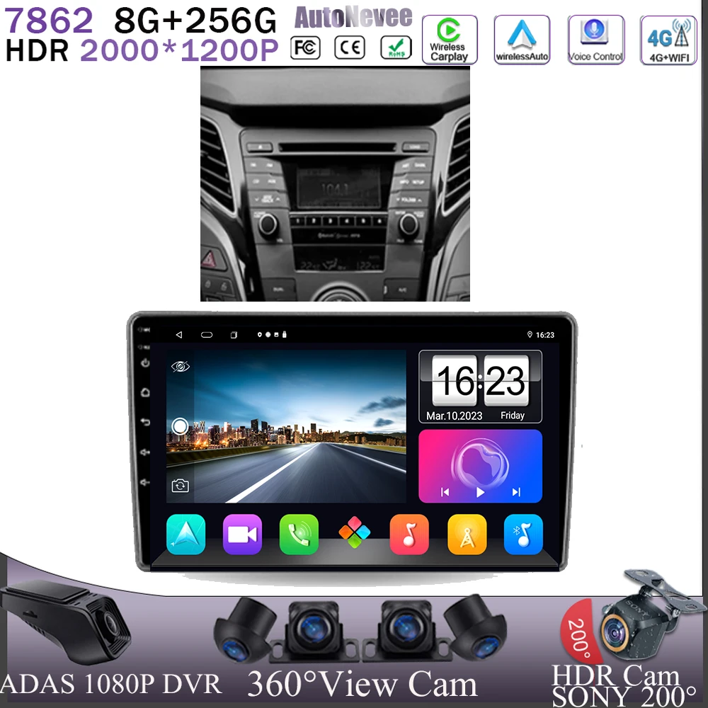 

For Hyundai i40 2011 - 2019 Android 13 5G Wifi Multimedia Player DVD No 2din Navigation BT 7862 Radio Stereo HDR QLED Screen 5G