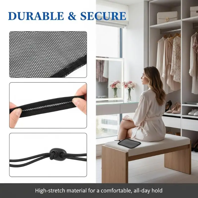 5Pcs Black Elastic Wig Net Breathable Mesh Hair Net With Adjustable Drawstring For Making Puff Bun Wig Tools Women Wig Nets