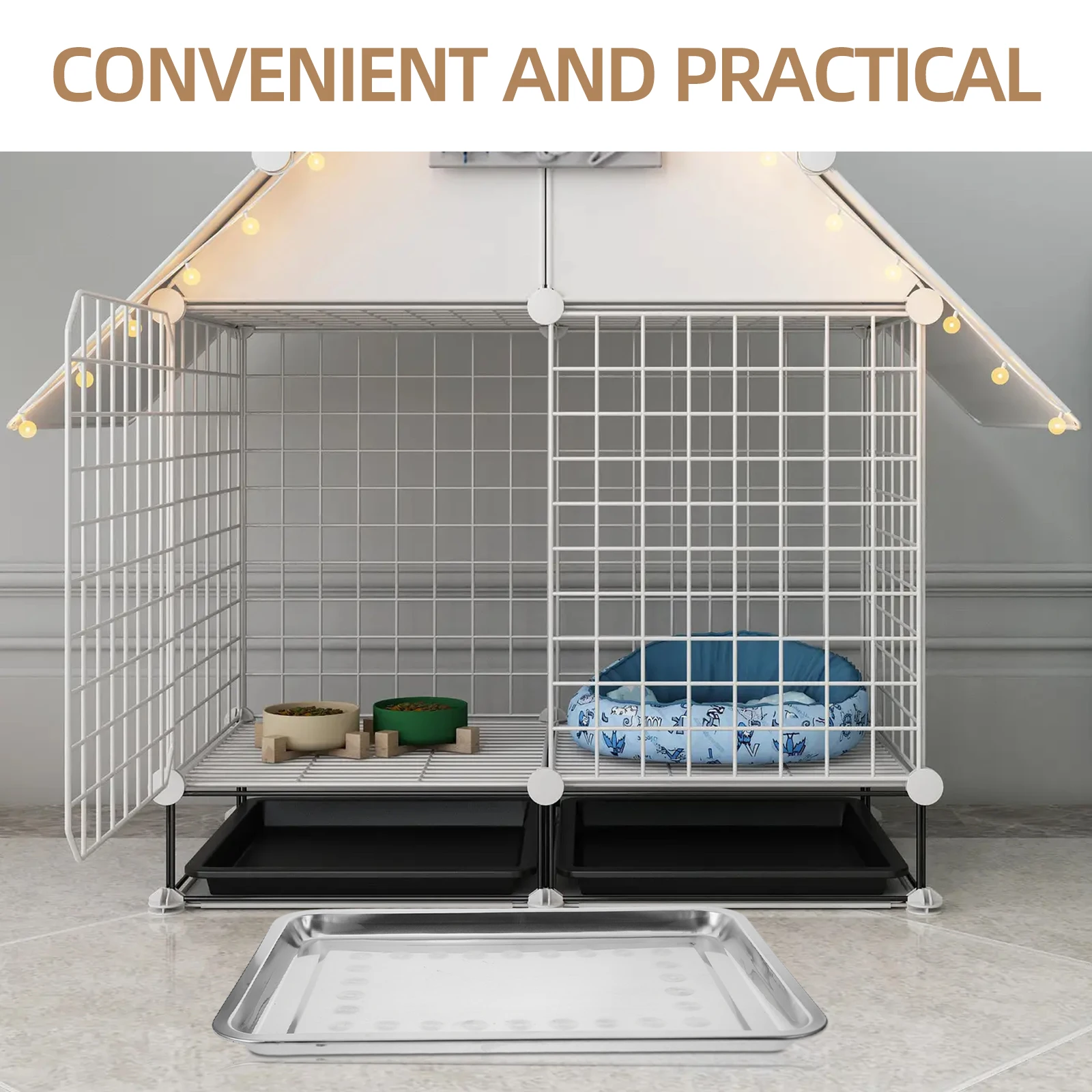 

Pet Tray Dog Cage Bottom Accessories Bird Pan Stainless Steel Crate Replacement
