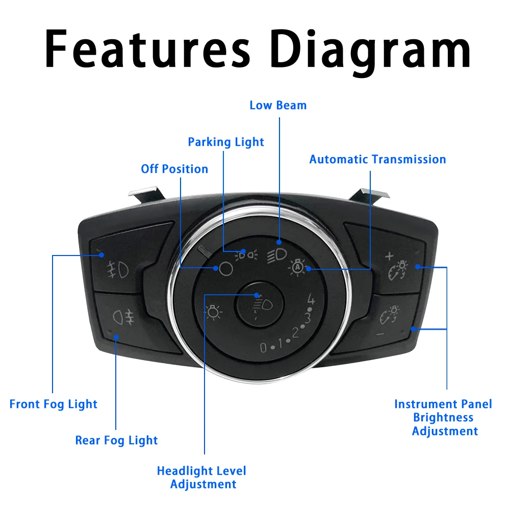 Auto Headlight Switch Control Sensor Module Fog Light Adjuster Button Accessories For Ford Focus Kuga Ecosport Mondeo 2017 2018