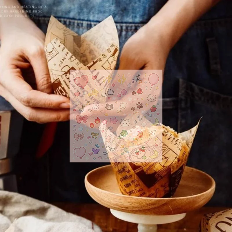 50 Pcs Retro Newspaper Style Baking Cups Cupcake Liners For Wedding Birthday Party Bakeware Paper Cups