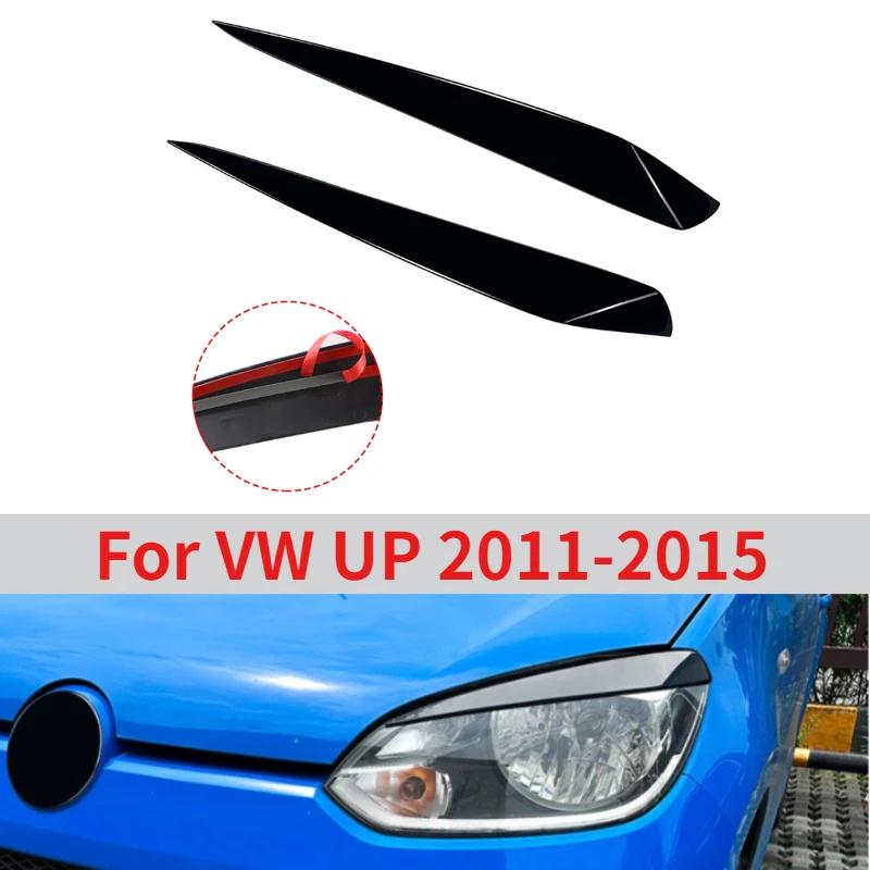

Glossy Black Car Head Light Lamp Eyebrow Eyelid Cover Trim For VW UP 2011 2012 213 2014 2015 Auto Headlight Styling Decoration