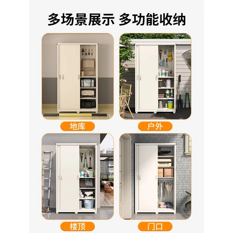 Outdoor Garden Tool Storage Cabinet - Rainproof and Sunproof Large Capacity Iron Locker for Balcony Organization