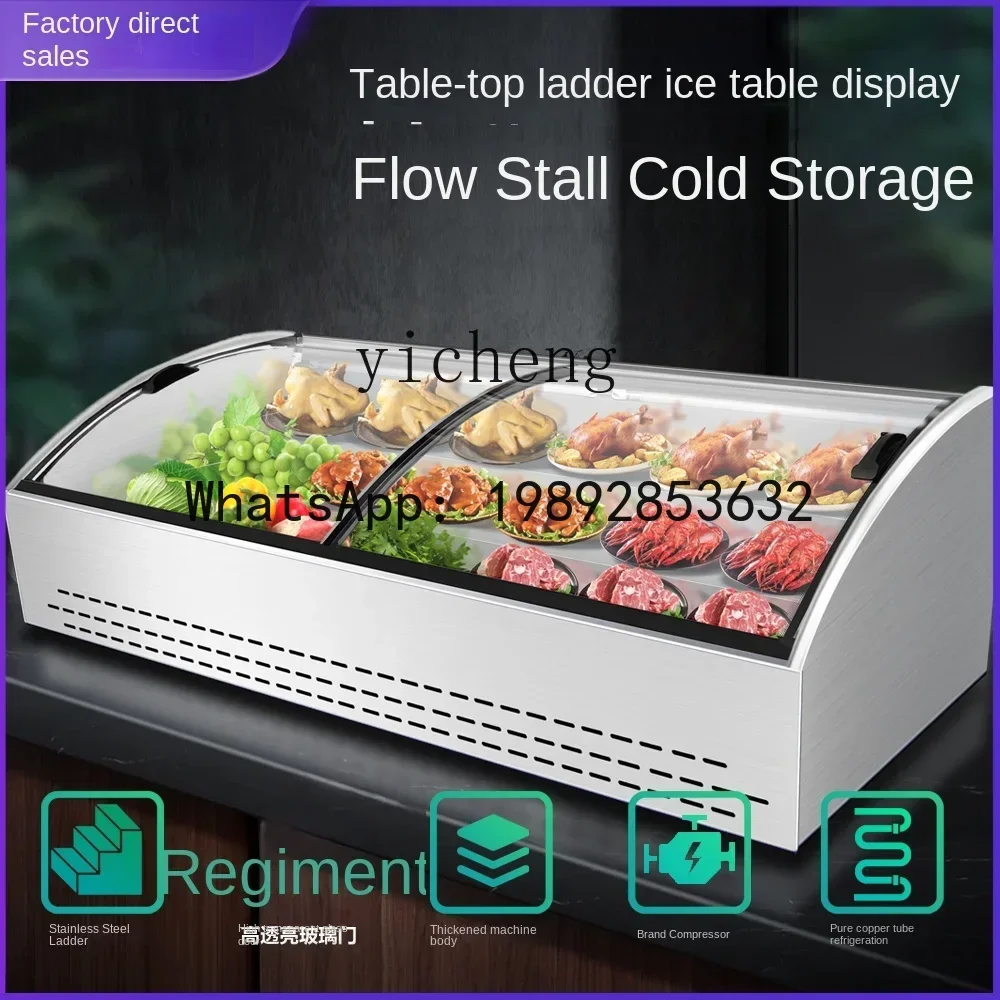 Three-Layer Step Frozen to Keep Fresh Display Cabinet Seafood Frozen Ice Desktop Stall
