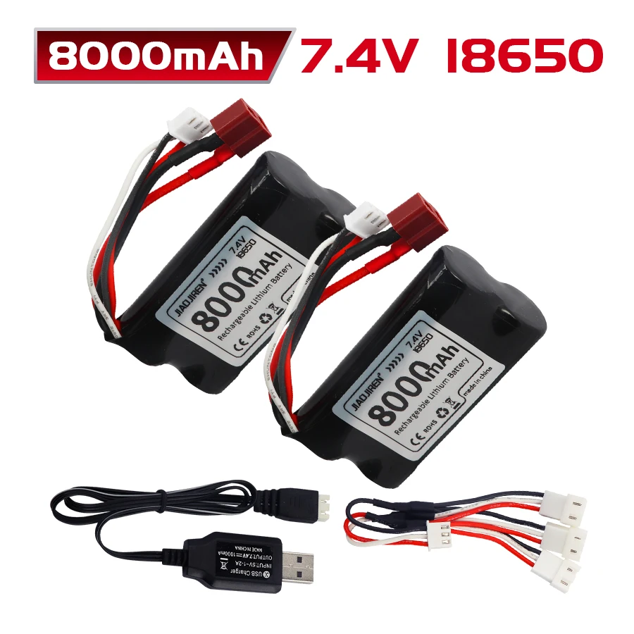 7.4V 8000mAh Li-ion battery wtih T plug  for SCY-16201PRO SCY-16101PRO SCY-16102PRO SCY-16103PRO 1/16 R/C cars truck parts