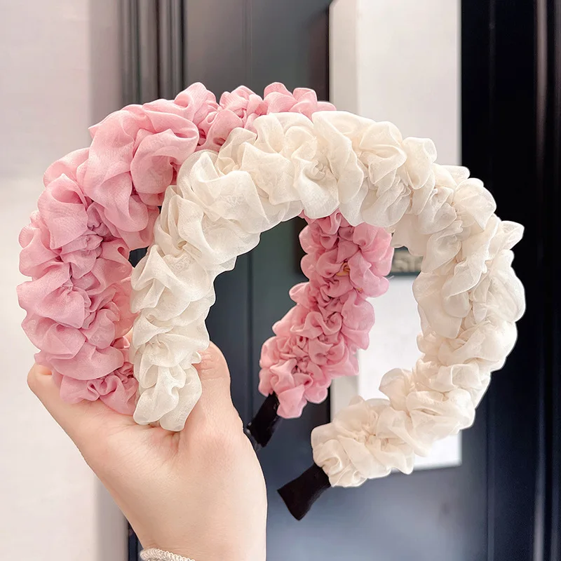 

New Fashion headband Sweet little fresh Princess wind mesh gauze pleated fluffy high cranial top fairy headband hair accessories