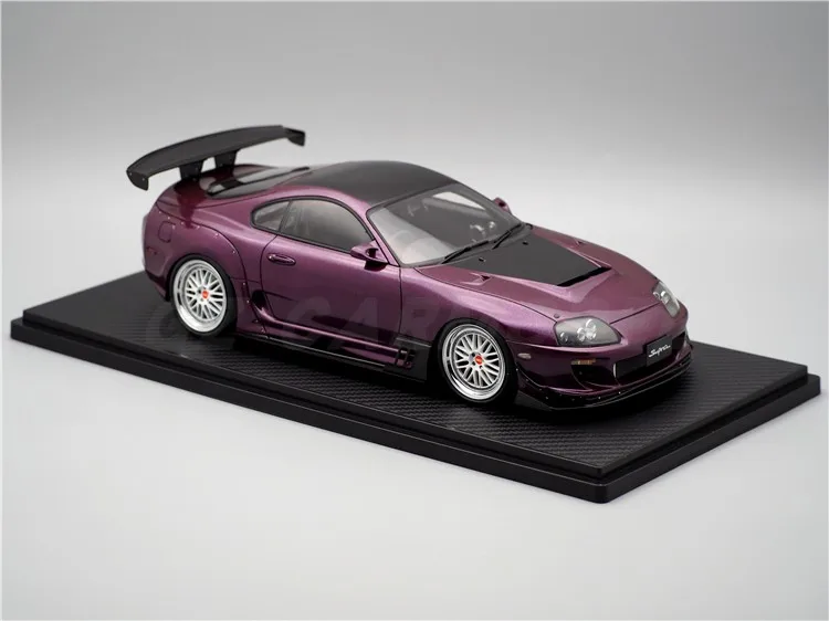 IG 1:18 A80 Supra JZA80 RZ Purple Out of Print Limited Edition Resin Metal Static Car Model Toy Gift