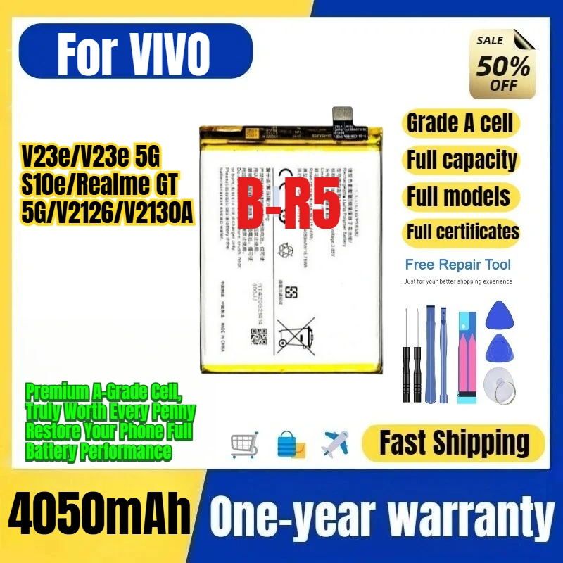 B-R5 for VIVO V23e/V23e 5G/S10e/Realme GT 5G/V2126/V2130A  Phone Battery High Capacity Battery Replacement Bateria  with Tools