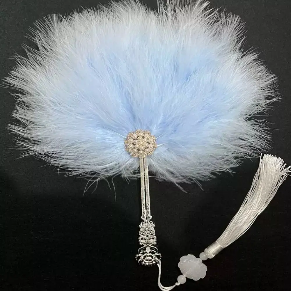 Portable with Tassels Fairy Feather Fan Colorful Fluffy Craft Fan Foldable Photo Prop Dance Hand Fan