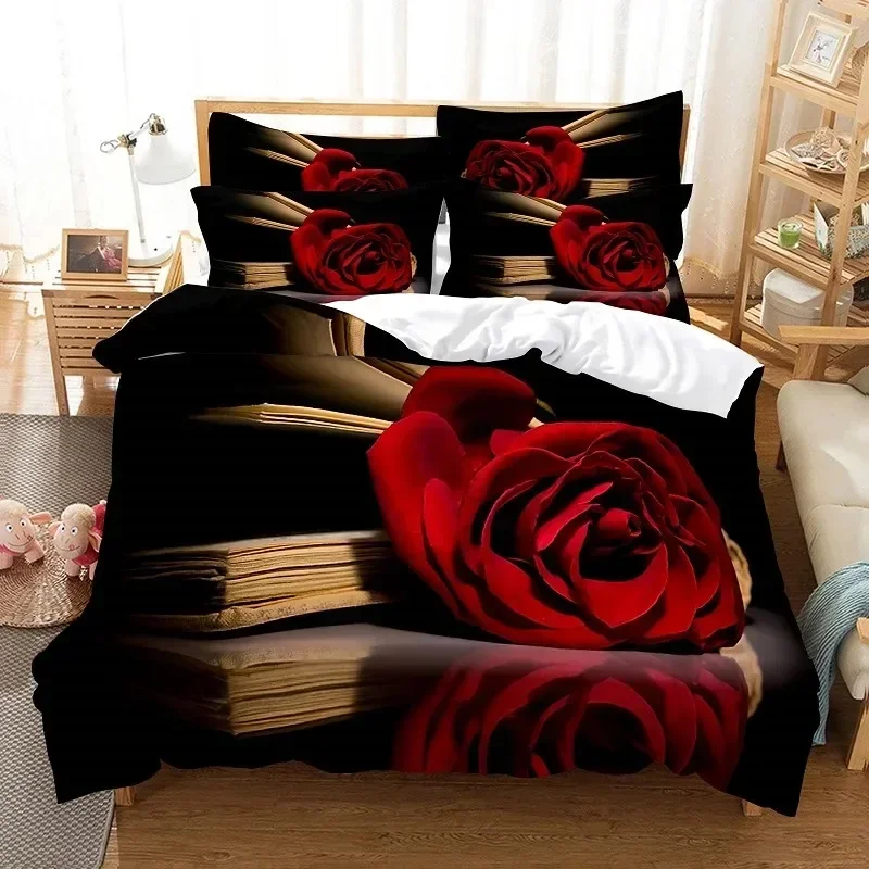 

Red Rose Bedding Set Single Twin Double Queen King Cal King Size Bed Linen Set