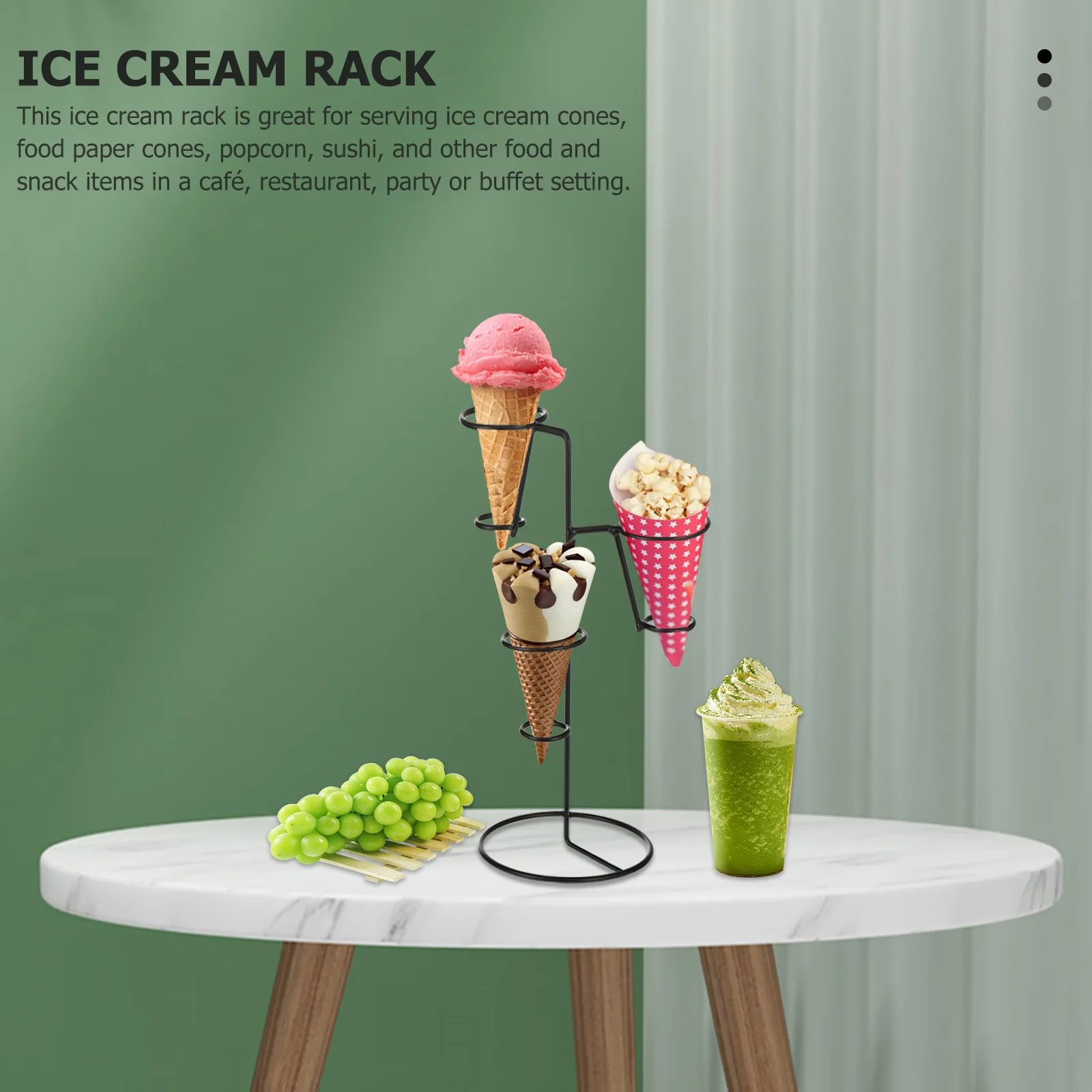 Ice Cream Rack Iron Art Cone Holder Party Stand Simple Ice Cream Display Rack for Food Snacks Iron Art Cone Holder