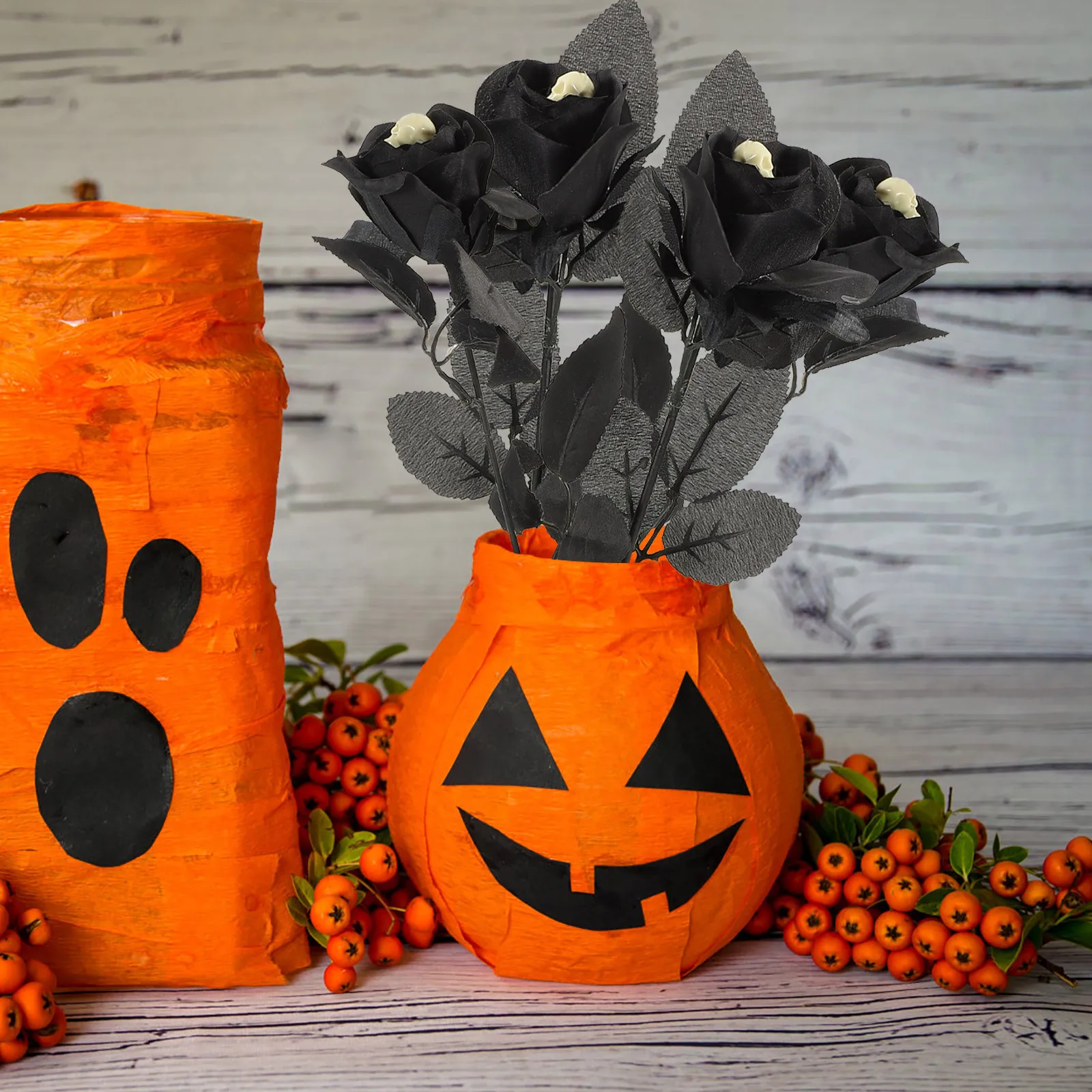 

10Pcs Halloween Artificial Skull Rose Fake Rose Flowers Creepy Party Decoration Props Halloween Party Flower Prop