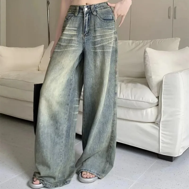 Y2K Loose Straight Leg Jeans Women Trousers Baggy Wide Fit Casual High Waist Retro Washed Vintage Style Women's Jeans Jeans view 3