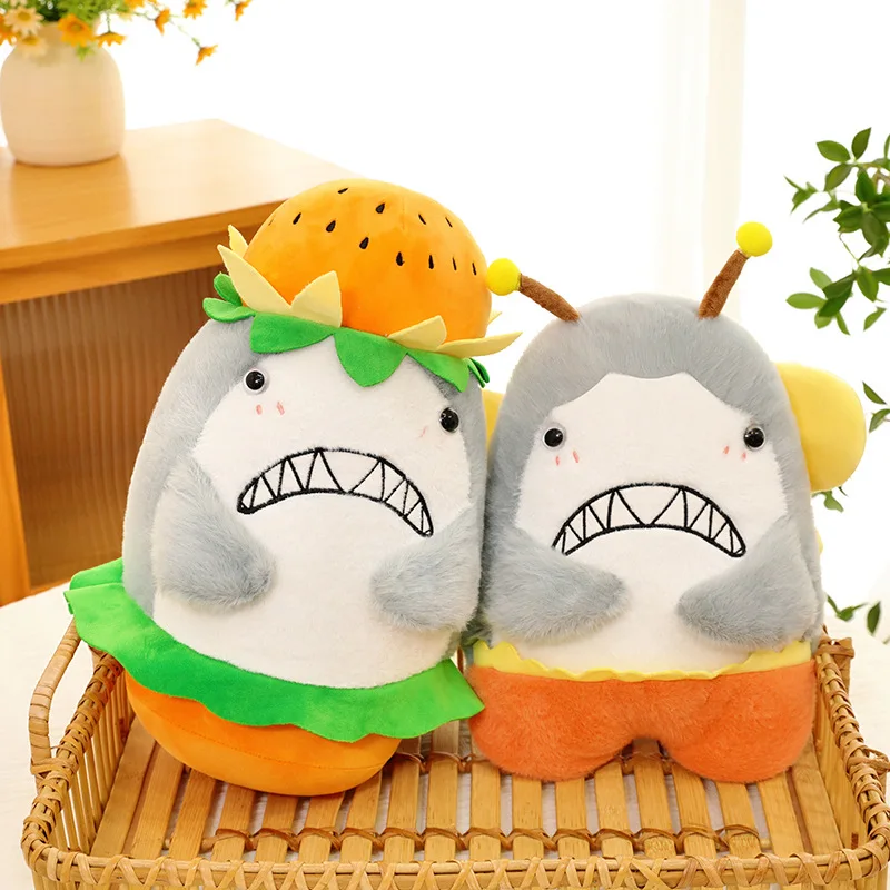 

25/35cm Funny Creative Shark Plush Toy Hamburger Shark Bee Soft Cuddly Stuffed Doll Novelty Gift For Adult Men Home Sofa Decor
